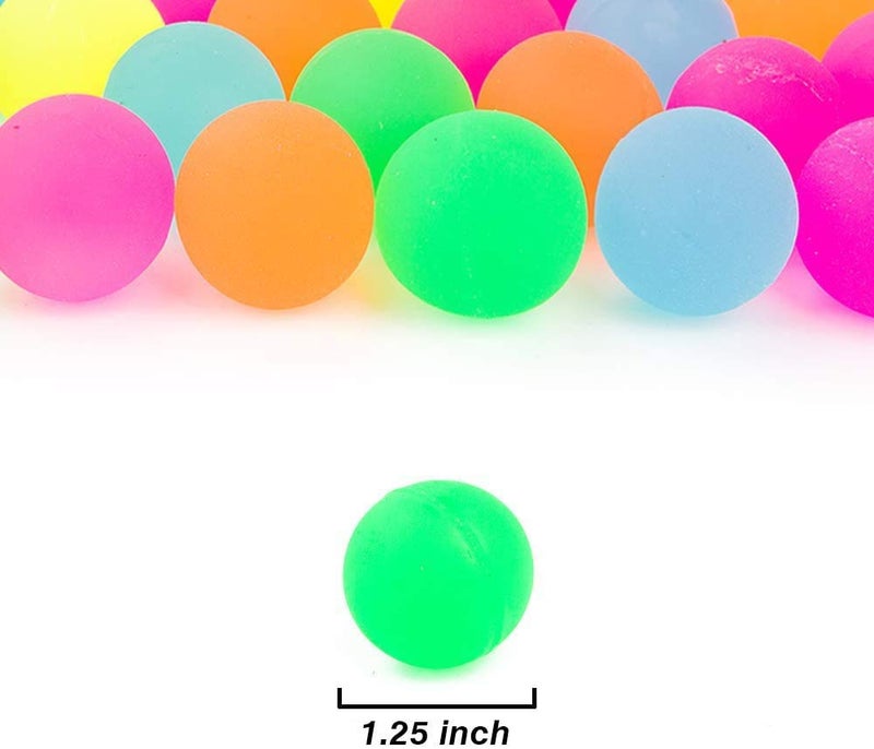 PROLOSO 50 Pcs Bouncy Balls Glow in The Dark Bouncing Rubber Ball Pet Toys Bright Neon Colors 1.25" - Image 4